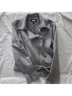 Greylin Grey Knit Moto Jacket Size SMALL